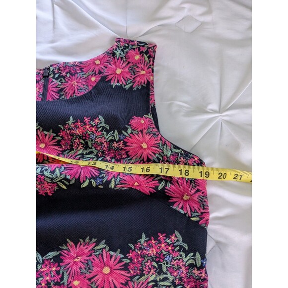 Talbots Dress Women's 10 Navy Pink Sleeveless Floral Sheath Daisies Cottagecore - Picture 11 of 12